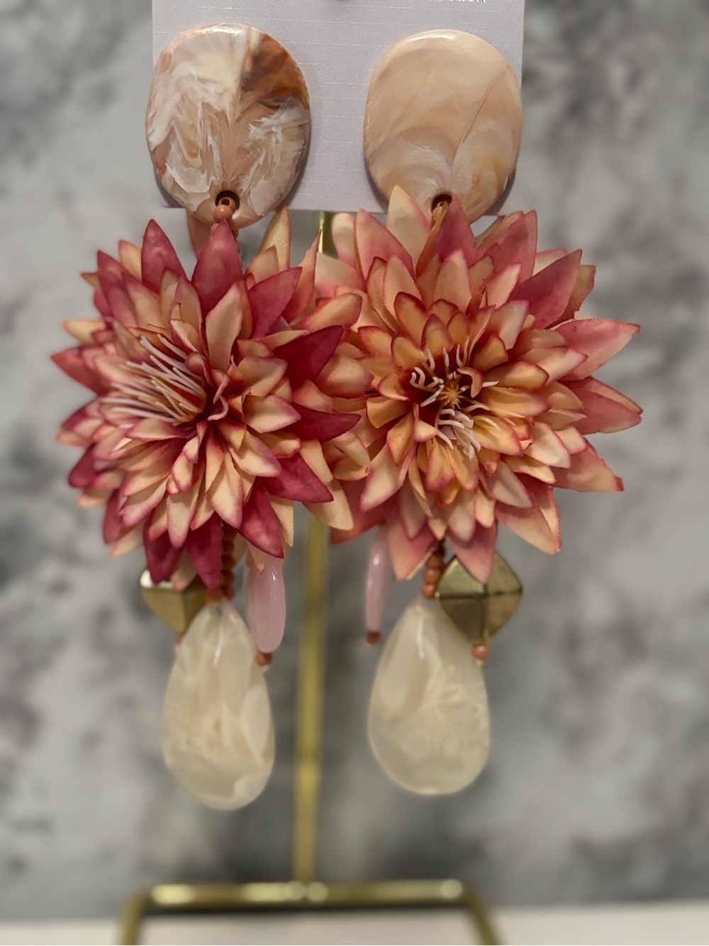 Handcrafted Pink/ Floral Drop Earrings - Brand